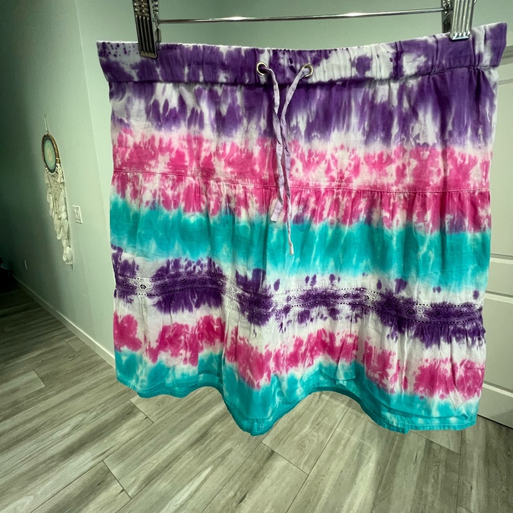 Tie-Dye Skirt in Purple, Pink, and Teal